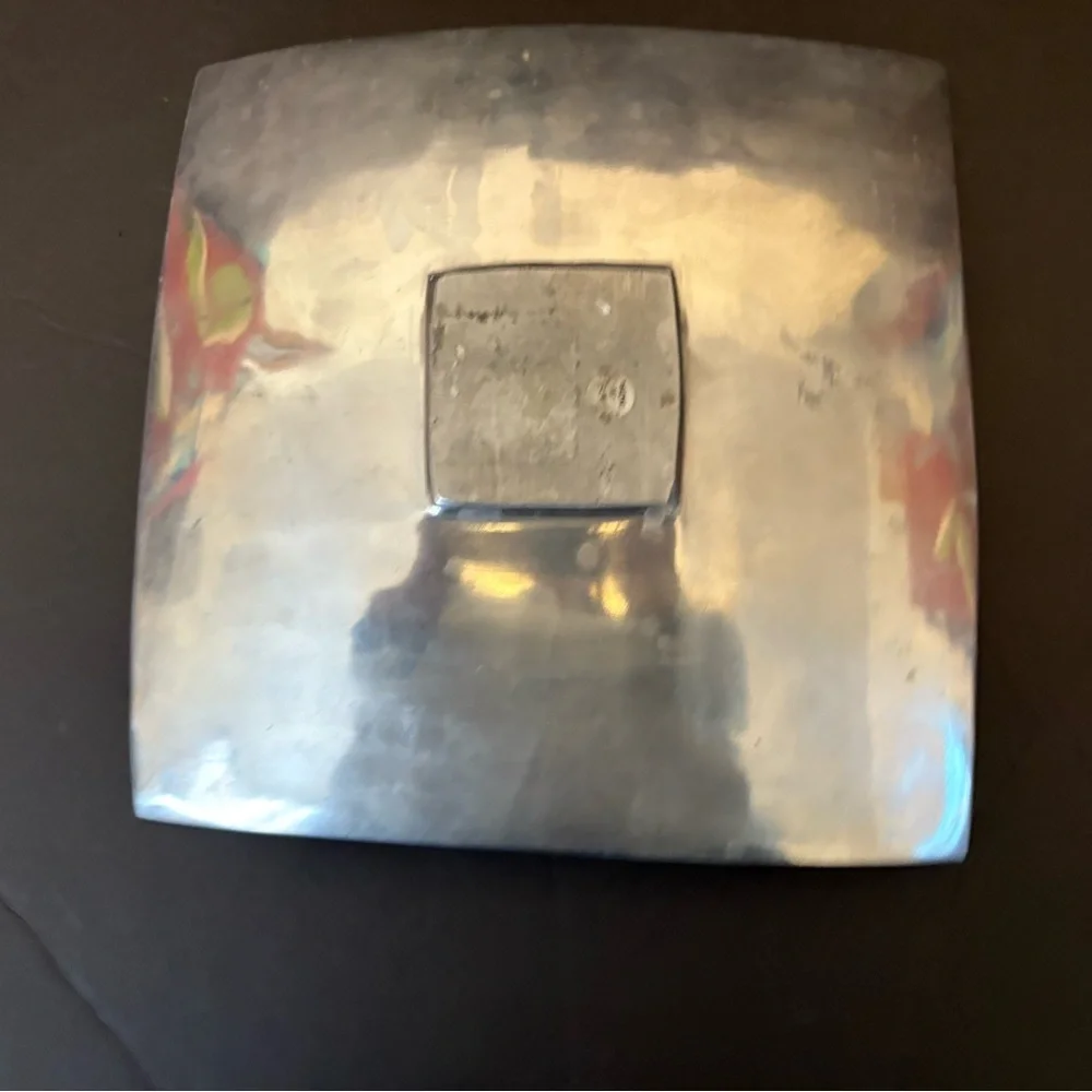 Aluminum Metal Plate/Tray w Elephant Design-9 1/2” x 9 1/2”.Made in India